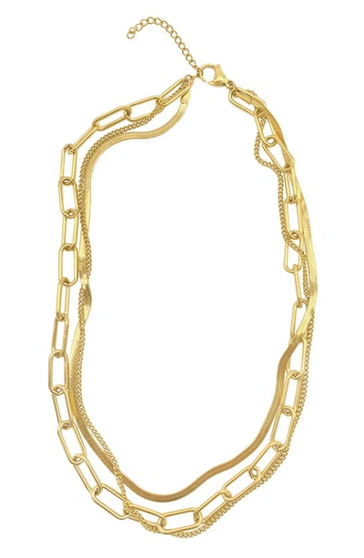 Adornia Water Resistant 14k Yellow Gold Plated Mixed Chain Layered Necklace In Yellow