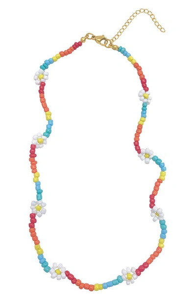 Shop Adornia Multicolor Beaded Flower Station Necklace In Blue