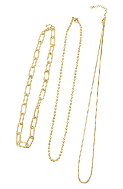 Shop Adornia 14k Yellow Gold Plated Paperclip, Ball & Box Chain Necklace Set