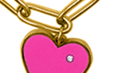 Shop Adornia Water Resistant 14k Yellow Gold Plated Paperclip Chain Pink Enamel Heart Pendant Necklace