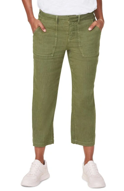 Shop Nydj Utility Crop Linen Blend Pants In Olivine