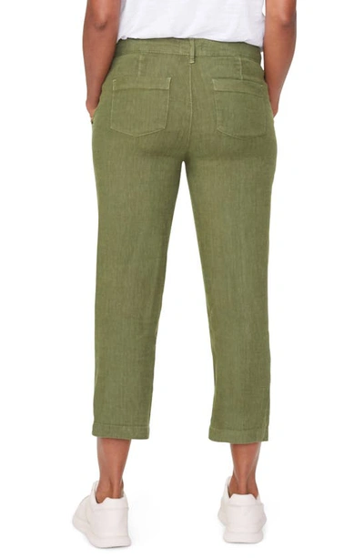 Shop Nydj Utility Crop Linen Blend Pants In Olivine