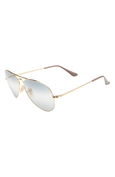 Shop Ray Ban 58mm Aviator Sunglasses In Arista / Clear Gradient Blue