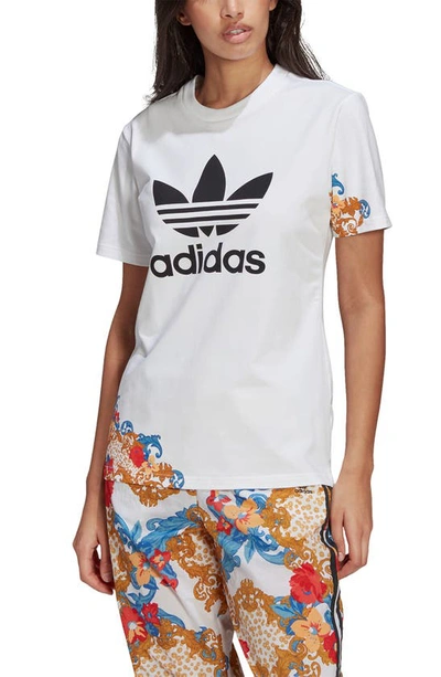 Shop Adidas Originals X Her Studio Floral Accent Graphic Logo Tee In White
