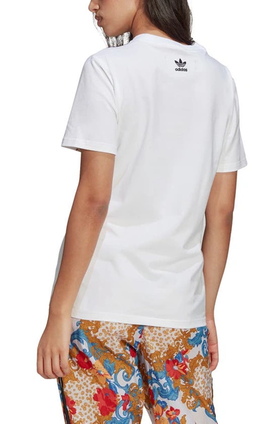 Shop Adidas Originals X Her Studio Floral Accent Graphic Logo Tee In White
