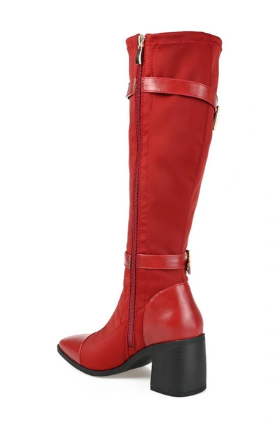 Journee Collection Womens Gaibree Stacked Heel Knee High Boots In Red
