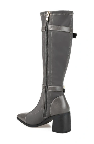 Journee Collection Womens Gaibree Stacked Heel Knee High Boots In Grey