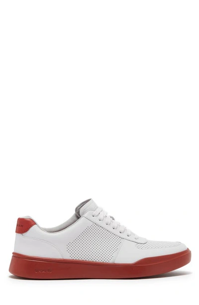 Shop Cole Haan Grand Crosscourt Modern Perforated Sneaker In Optic White/ Peacoat