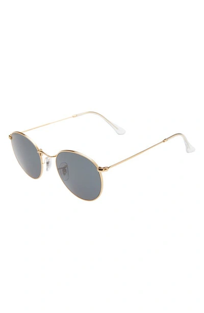 Shop Ray Ban Icons 50mm Round Metal Sunglasses In Legend Gold/ Blue