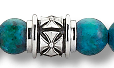Shop Samuel B. Sterling Silver Onyx & Chrysocolla Beaded Cross Bracelet In Black