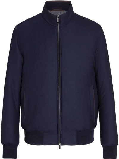 Shop Ermenegildo Zegna High-neck Bomber Jacket In Blau