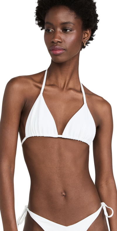 Shop Frankies Bikinis Tia Ribbed Bikini Top In White