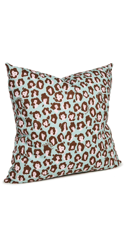 Shop La Doublej Logo Cushion Lady Leopard Aqua One Size