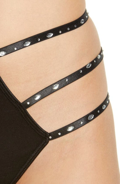 Coquette Embellished Strappy Underwire Bra & Panties In Black