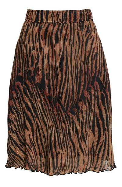 Ganni Black & Brown Pleated Georgette Skirt In Tiger's Eye | ModeSens