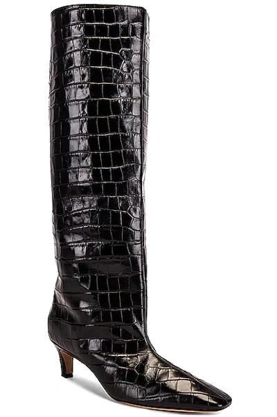 Shop Totême The Wide Shaft Boot In Black Croco