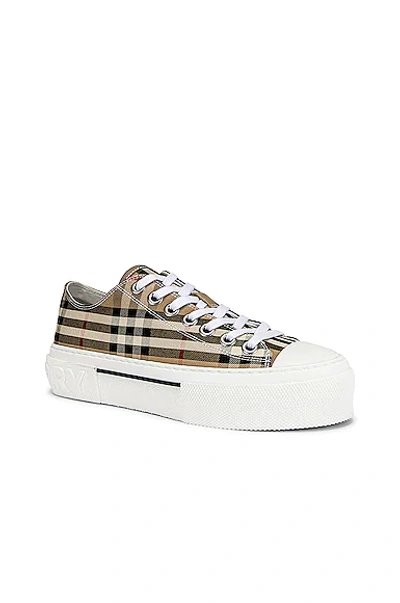 Burberry Women Vintage Check Cotton Sneakers In Archive Beige Check