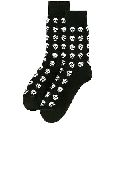 Shop Alexander Mcqueen Skull Short Sock In Black & Ivory