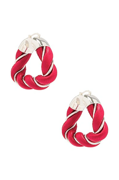 Bottega Veneta Lambskin Leather Hoop Twist Earrings In Scarlet Washed