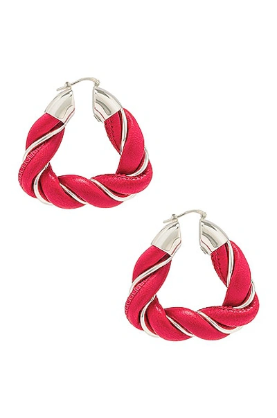 Bottega Veneta Lambskin Leather Hoop Twist Earrings In Scarlet Washed