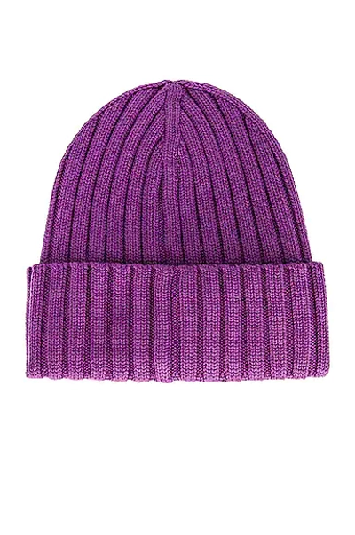 Shop Moncler Ribbed Beanie In Lavender