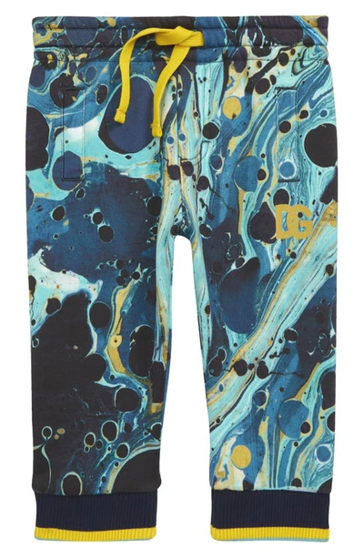 Shop Dolce & Gabbana Marble Print Joggers In Marmorizz Mix Blue