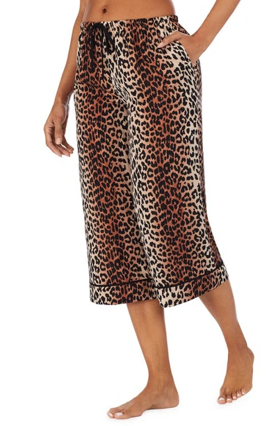Room Service Pjs Wide Leg Crop Pajama Pants In Brown Print