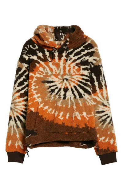 Shop Amiri Tie Dye Fleece Hoodie In Orange/ Black