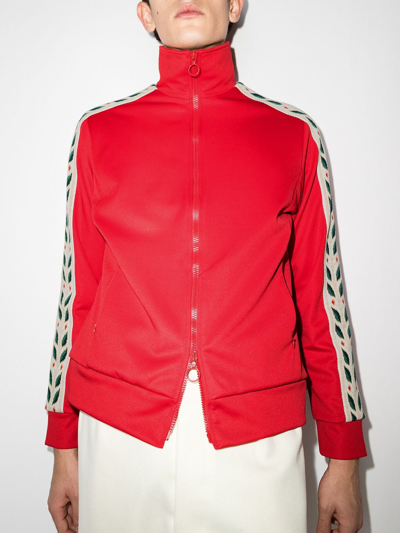 Shop Casablanca Laurel Taped Zip-up Jacket In Red