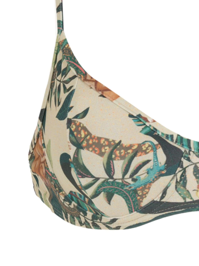 Shop Lygia & Nanny Cassis Leaf-print Bikini Top In Neutrals