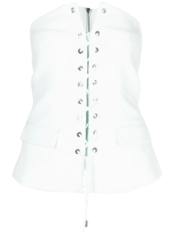 Dion Lee lace-up strapless top - Blue