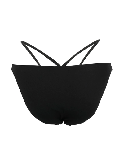Simkhai Emmalynn Solid Strappy Bikini Bottoms Black L In Black