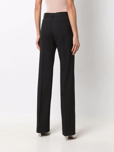 Shop Versace Pressed-crease Wide-leg Tailored Trousers In Black