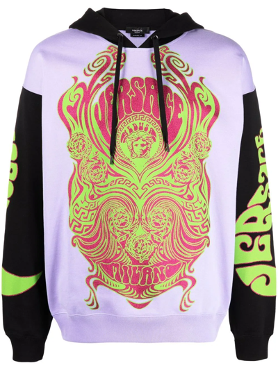VERSACE GRAPHIC-PRINT COTTON HOODIE 