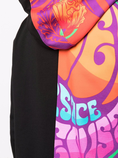 Shop Versace Graphic-print Zip-up Hoodie In Black