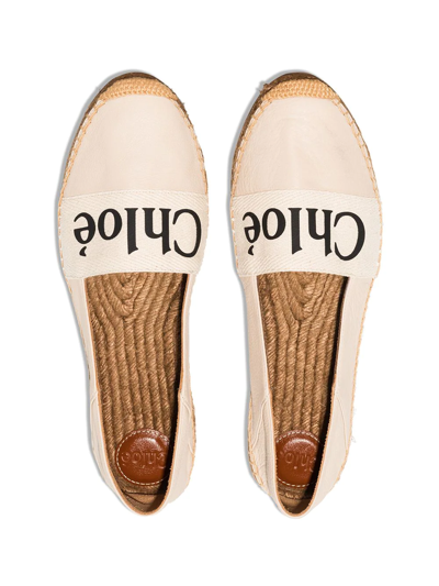 Shop Chloé Woody Logo-print Espadrilles In Neutrals