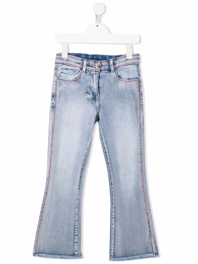 Shop Monnalisa Crystal-embellished Jeans In Blue