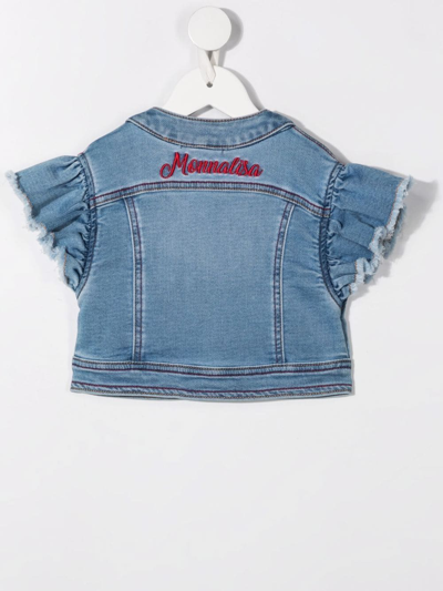 Shop Monnalisa Embroidered Denim Jacket In Blue