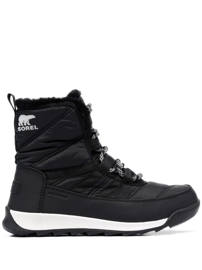 Sorel Womens Whitney Iii Mid Black Sea Salt Waterproof Ankle Boo In Animal Print