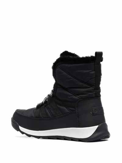 Sorel Womens Whitney Iii Mid Black Sea Salt Waterproof Ankle Boo In Animal Print