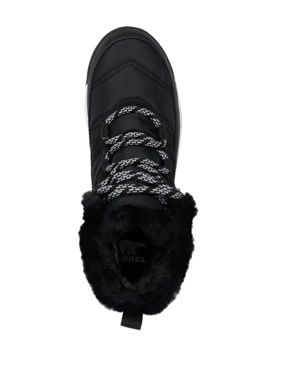 Sorel Womens Whitney Iii Mid Black Sea Salt Waterproof Ankle Boo In Animal Print