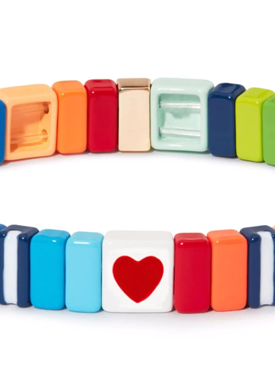 Roxanne Assoulin Mini Me Rainbow Hearts Bracelet In Multicolour
