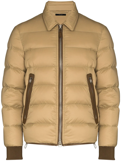 Tom Ford Men's Quilted Down-front Blouson Jacket In Neutrals