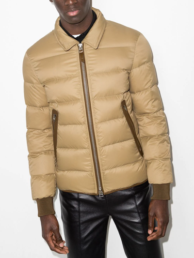 Tom Ford Men's Quilted Down-front Blouson Jacket In Neutrals