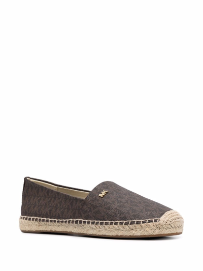 Shop Michael Michael Kors April Monogram Espadrilles In Brown