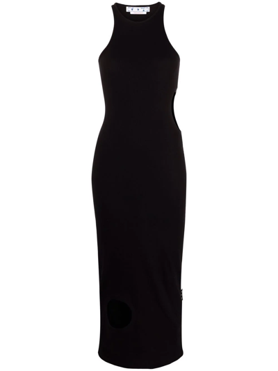 Shop Off-white Cut-out Midi Dress In Black