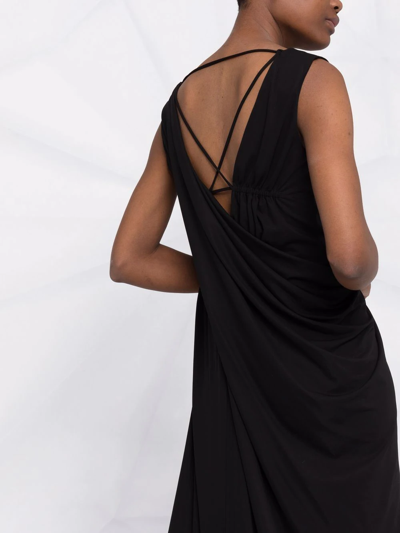 Shop Alberta Ferretti Draped Sleeveless Evening Dress In Black