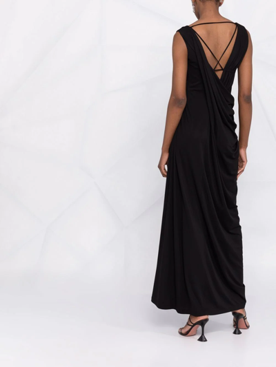 Shop Alberta Ferretti Draped Sleeveless Evening Dress In Black