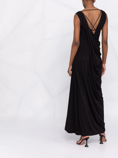 Alberta Ferretti Draped Sleeveless Evening Dress In Black