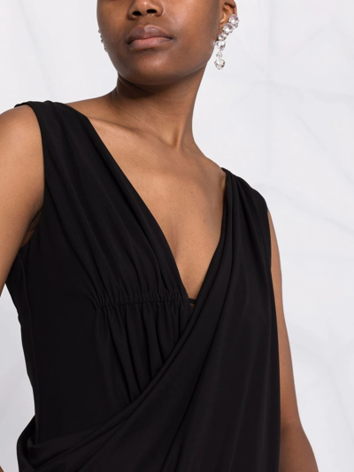 Alberta Ferretti Draped Sleeveless Evening Dress In Black